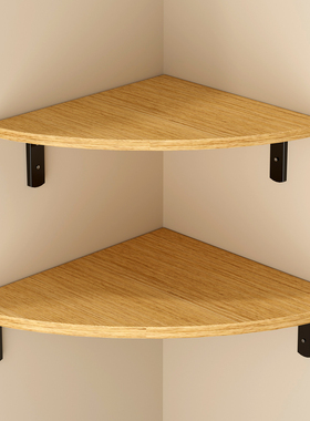 墙上置物架墙角三角形隔板壁挂厨房拐角直角扇形木板免打孔收纳架