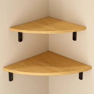 墙上置物架墙角三角形隔板壁挂厨房拐角直角扇形木板免打孔收纳架