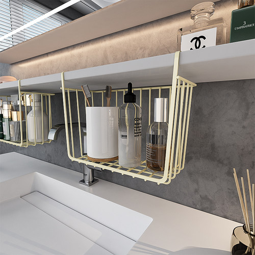 卫生间镜柜下收纳盒浴室洗漱台美妆蛋化妆品置物架悬挂储物盒神器