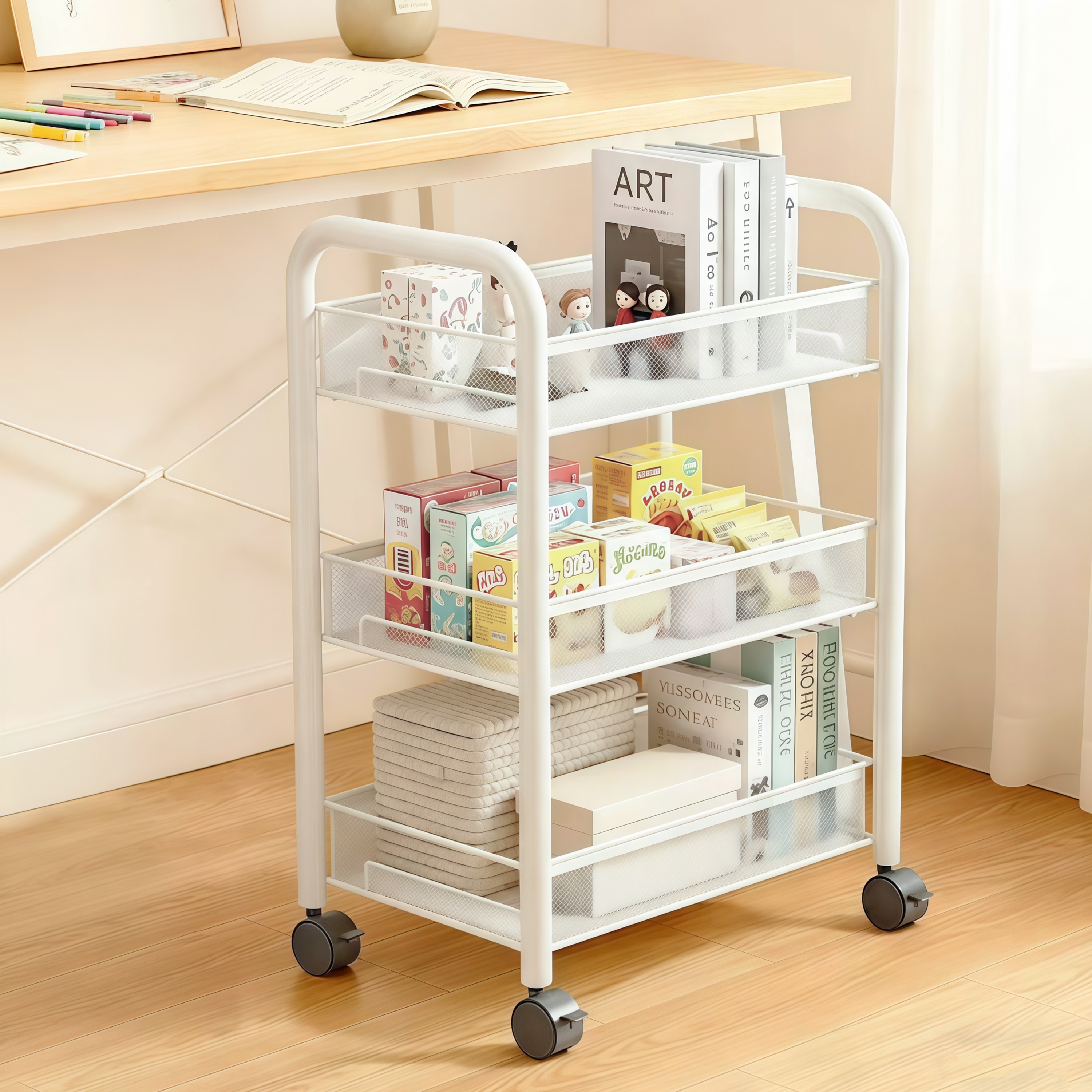 桌下刻移动小推车杂物整理架子