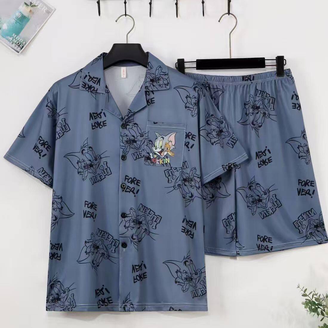 夏季睡衣男短袖短裤加肥加大码235斤卡通家居服套装夏天款可外穿