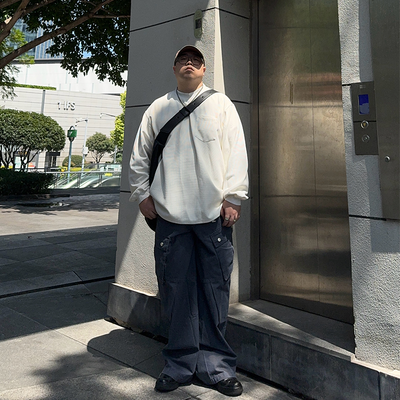 大码宽松直筒裤帆布休闲男裤