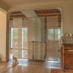 夏布门帘覆古遮挡帘背景墙装饰苎麻隔断窗定制玄关风水挂帘免打孔