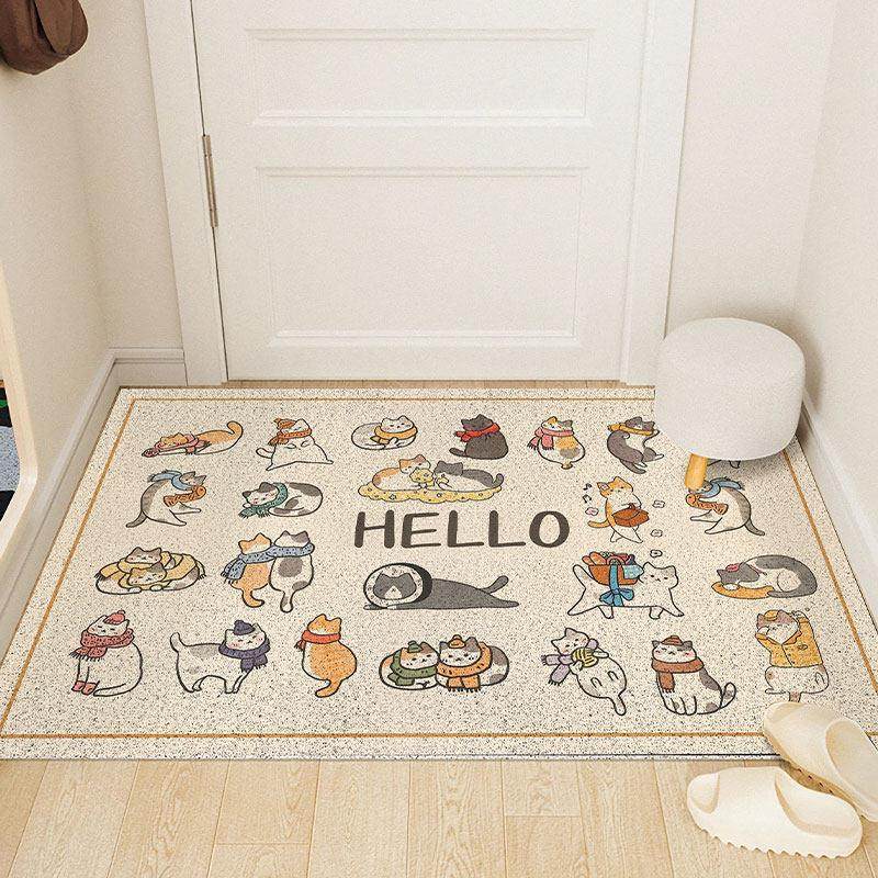 卡通猫咪入户门地垫可裁剪家用防滑脚垫丝圈除尘门垫玄关进门地毯,居家布艺,入户地垫,淘宝优惠券,粉丝福利购,淘宝优惠卷