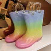 亲子彩虹儿童雨靴2025新款 女孩公主防水雨靴女孩宝宝轻质防滑水鞋