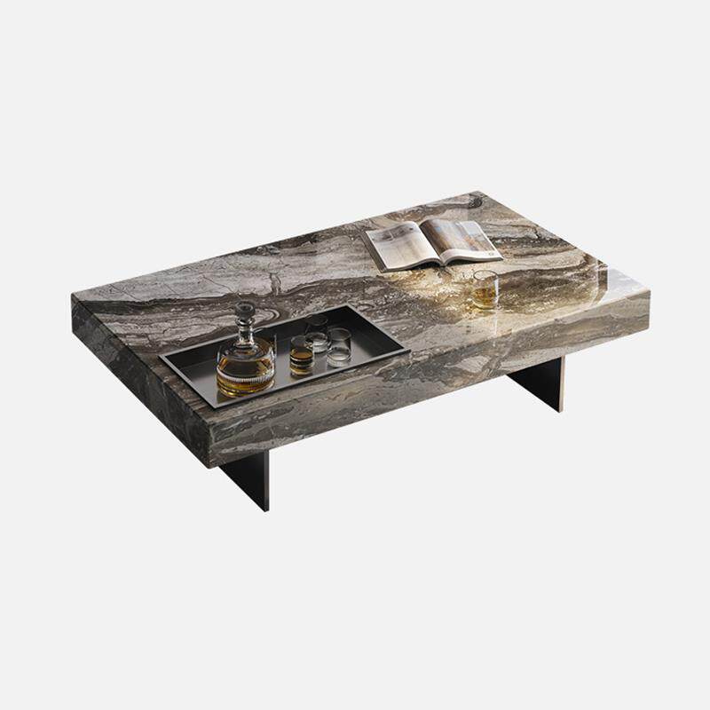 DEEVINCI威尼斯棕大理石意式极简客厅长茶几电视柜组合可定制尺寸