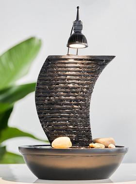 一帆风顺风水轮装饰帆船喷泉流水公司开业现代循环创意摆件超