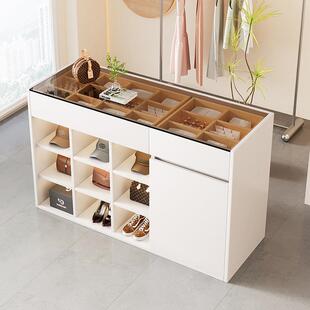 服装店展示台珠宝首饰中岛流水展示柜小型店铺钢化玻璃多层陈列桌