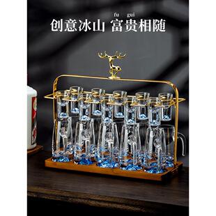 水晶白葡萄酒杯配酒器套装家用可及豪华高端金山金箔酒杯蓝山葡萄