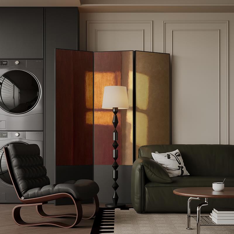 法式中古铝合金屏风隔断客厅装饰移动遮挡折叠沙发背景墙折屏光影