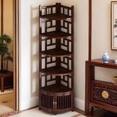 博古架新中式 转角置物架客厅靠墙三角柜茶具摆件展示架茶叶放置架