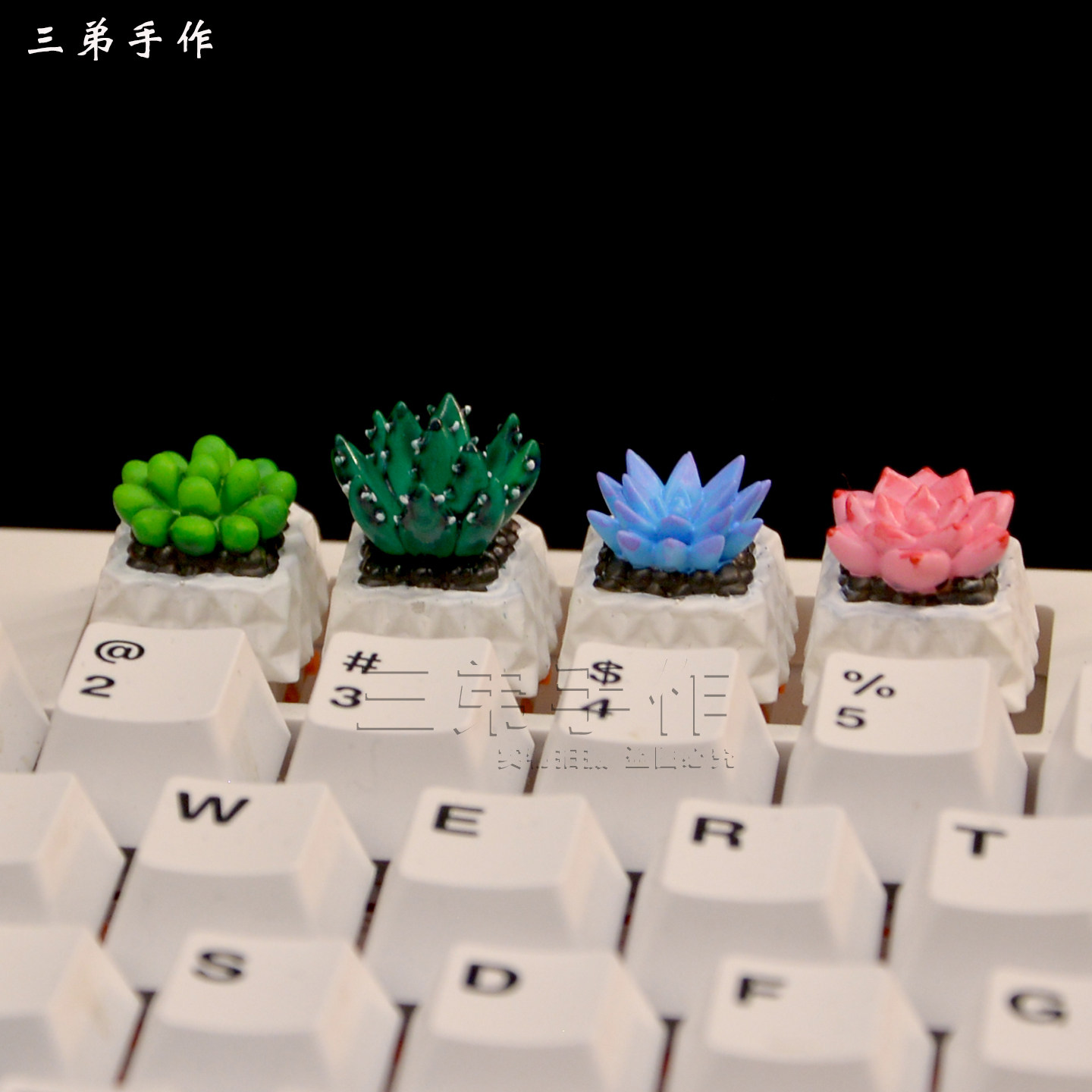 个性创意多肉机械键盘键帽可爱植物3D打印树脂键帽手工涂装