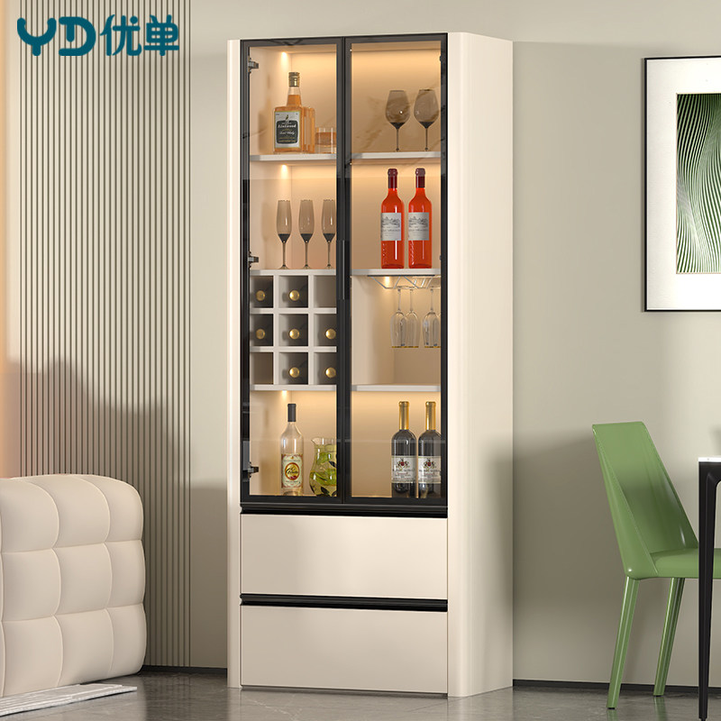 玻璃门酒柜客厅靠墙展示柜沙发边储物柜家用多功能柜子定制S35