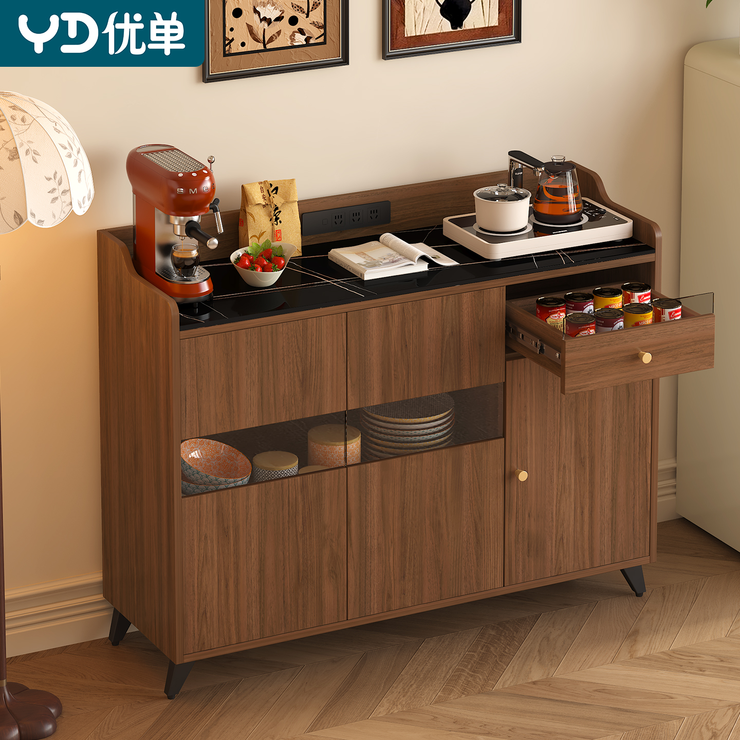 中古风餐边柜储物柜一体