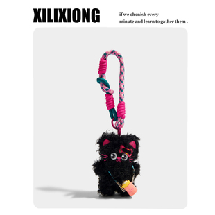 XILIXIONG原创设计奶瓶小黑猫挂件包包挂饰情侣钥匙扣圣诞节礼物