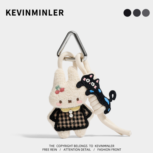 KEVINMINLER原创格纹小兔手机挂绳包挂件钥匙扣高级感车挂饰礼物