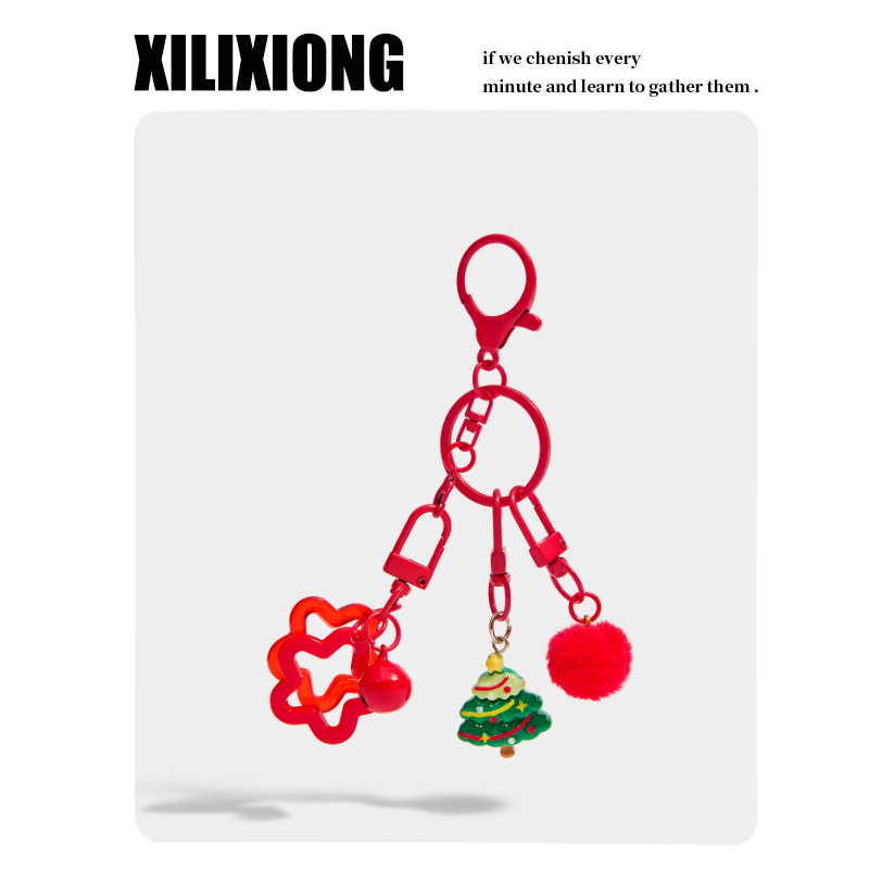 XILIXIONG原创设计彩点圣诞树手机挂件包包挂饰车钥匙扣挂绳礼物