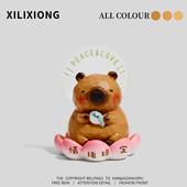 饰创意生日礼物 好运莲莲豚鼠办公室摆件装 无聊送ta卡皮巴拉玩