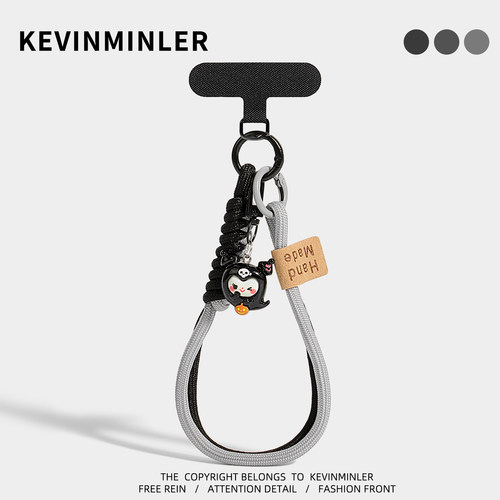 KEVINMINLER原创牛角包鬼头手机挂绳包挂件钥匙扣挂饰万圣节礼物
