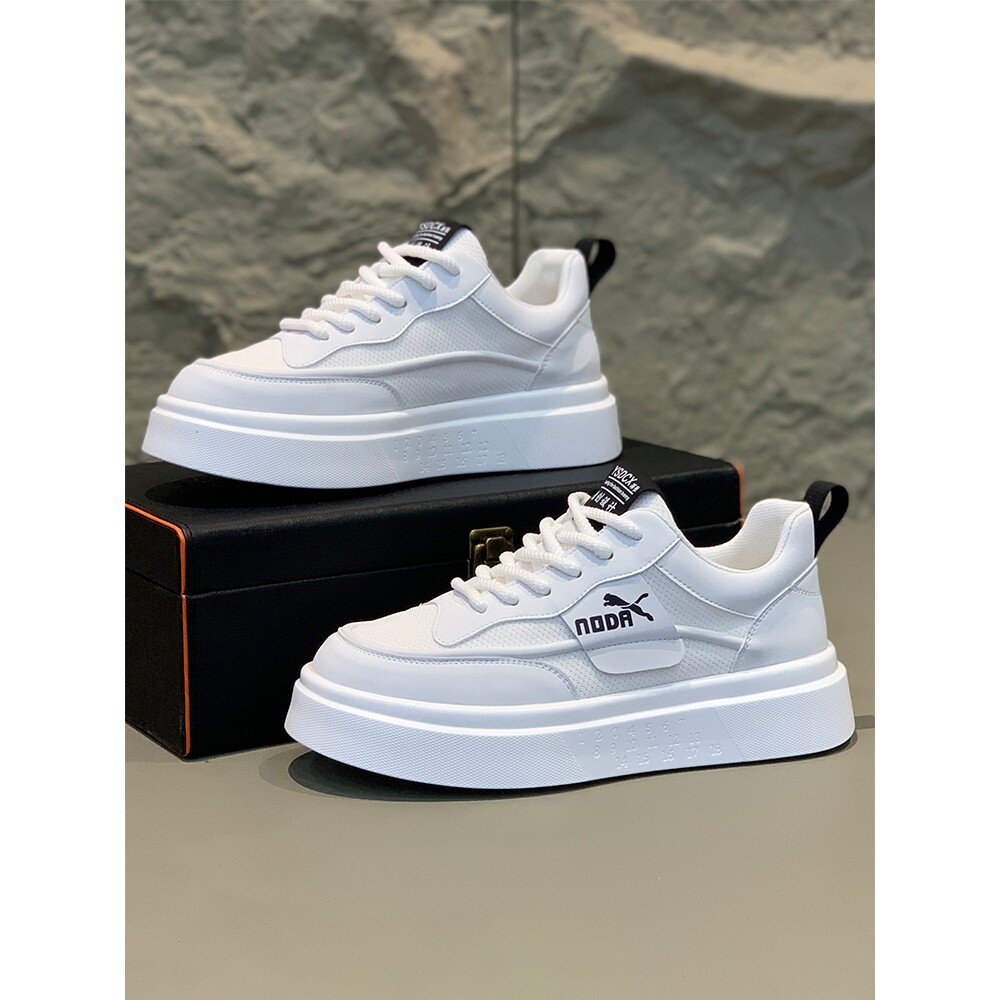 正品牌官方高端轻奢男鞋秋季新款透气网面小白鞋厚底增高轻便运动