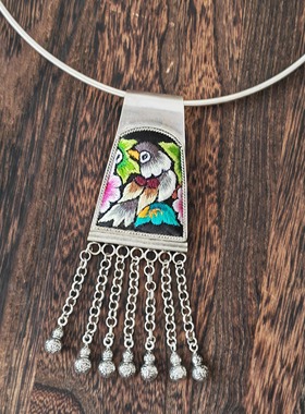 吉祥鸟刺绣项链毛衣链特色苗绣