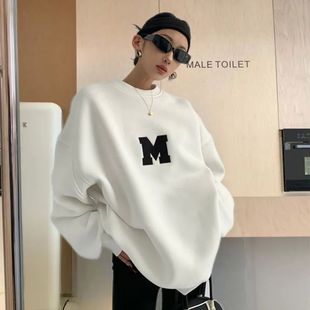 Embroidered letter round neck hoodie women女刺绣字母圆领卫衣