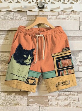 3D数码印花宽松休闲短裤3D digital printed loose casual shorts