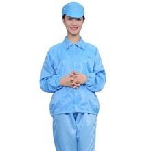 防尘工作服分体翻领配帽子无尘服食品服洁净蓝色白色防尘静电衣服