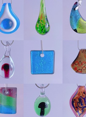 双链-孤品琉璃吊坠项链彩色串珠原创Y2K千禧风文艺复古配饰小众女