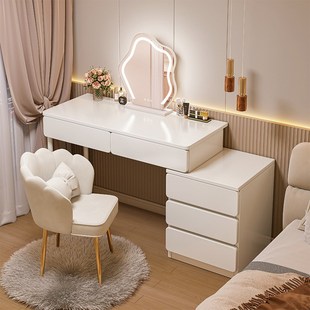 卧室 梳妆台 现代简约斗柜化妆台一体奶油风网红主卧床头柜化妆桌