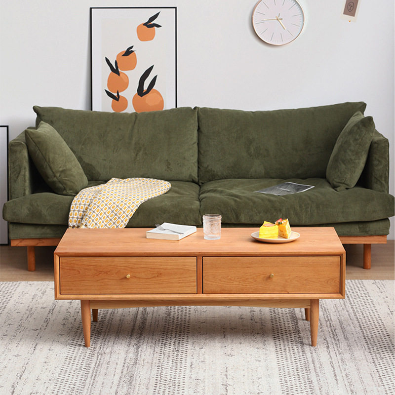 北欧实木茶几 现代简约小户型樱桃木咖啡桌长方形日式原木茶艺桌