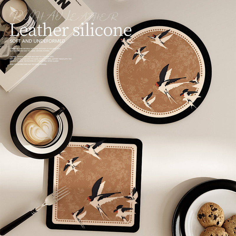 中古风圆形杯垫餐垫隔热垫防水防油防烫咖啡茶杯垫碗盘锅垫桌面垫,居家布艺,餐垫,淘宝优惠券,粉丝福利购,淘宝优惠卷