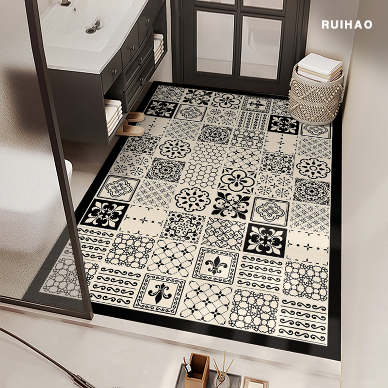花砖美式大面积加厚浴室地垫吸水