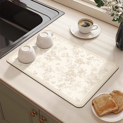 美式复古风厨房台面吸水碗碟沥水垫硅藻泥桌面咖啡机隔热吧台垫子