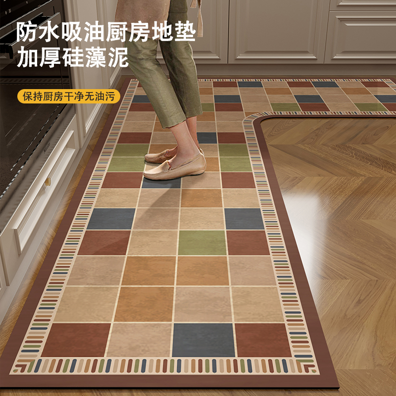 复古7字型加厚厨房专用脚垫l型