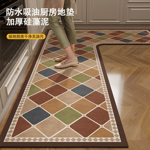厨房地垫专用复古加厚硅藻泥