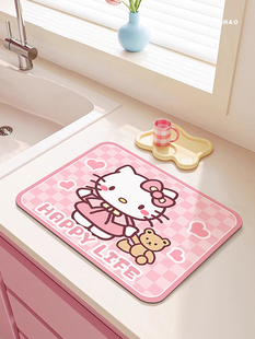 厨房台面沥水垫卡通硅藻泥吸水垫桌面速干餐桌垫咖啡机隔热杯垫子