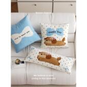 ins风圆点小狗枕头靠垫套客厅沙发睡觉床边垫子女孩长腰枕头芯