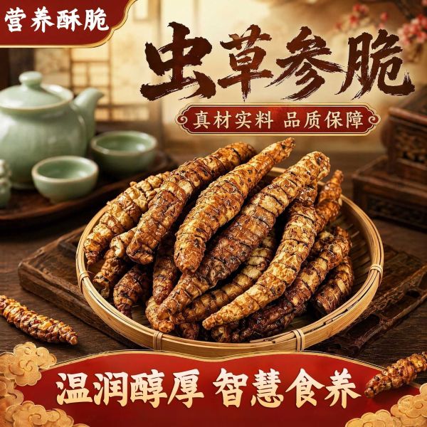 豆伯张云南特产虫草参脆即食营养