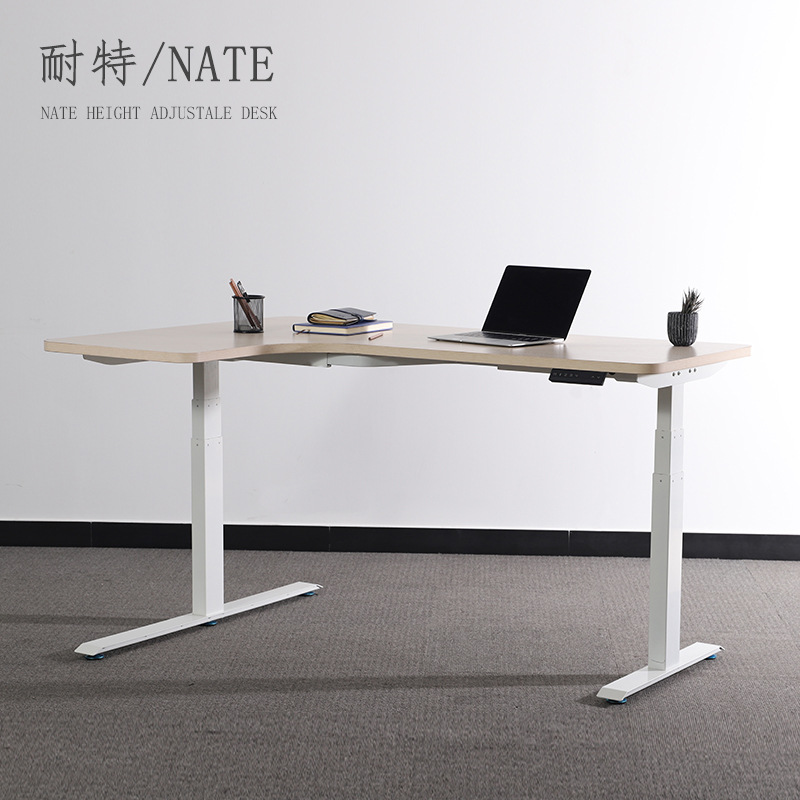 转角电动升降桌腿L型办公桌工作台家用大书桌站立式拐角电脑桌架