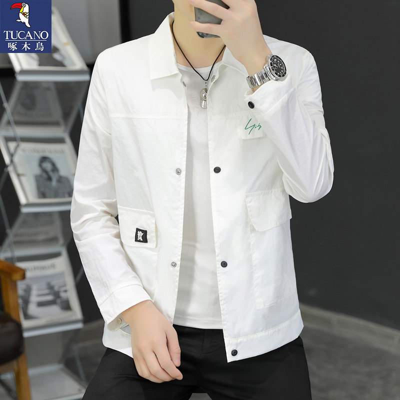 啄木鸟男士翻领透气防晒衣夏季薄款修身夹克休闲外套韩版防晒服男
