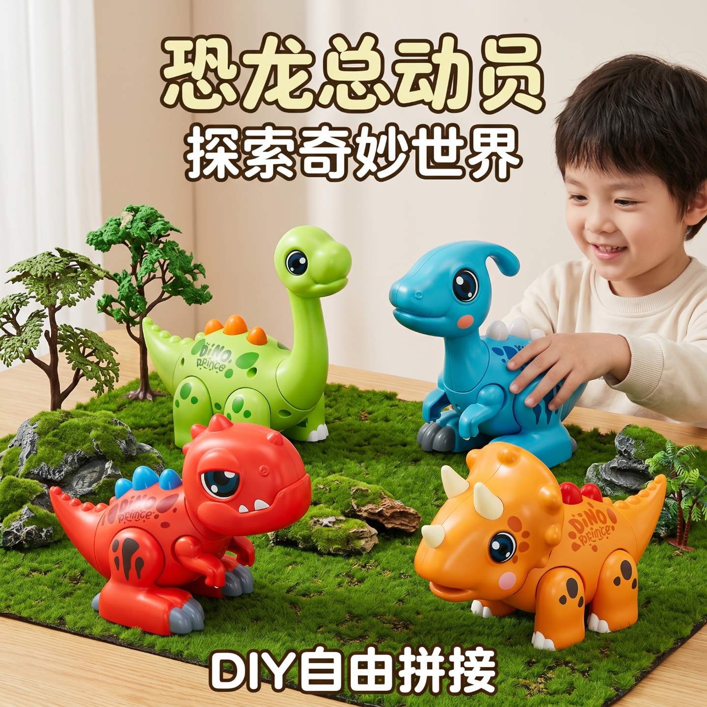 2026新款儿童恐龙玩具男孩3到6岁益智diy磁力拼装变形女高级礼物