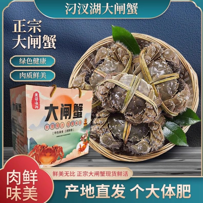 【活蟹】菱荷渔舟汈汊湖大闸蟹礼盒公母4对装中秋礼品公6两母5两,水产肉类/新鲜蔬果/熟食,大闸蟹,淘宝优惠券,粉丝福利购,淘宝优惠卷