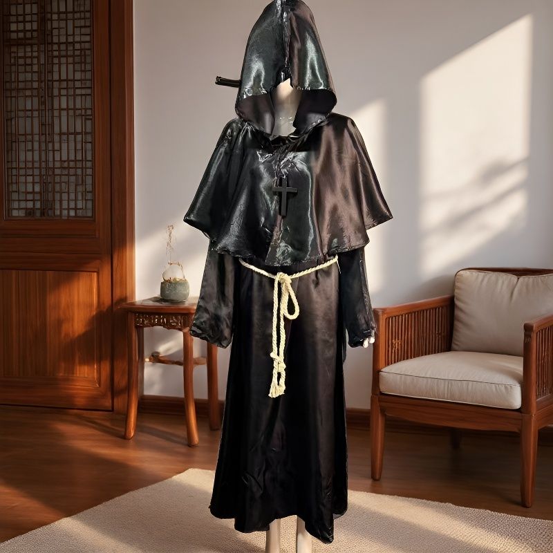 万圣节斗篷套装死神cos服装男中世纪僧侣修士袍巫师牧师教父神父