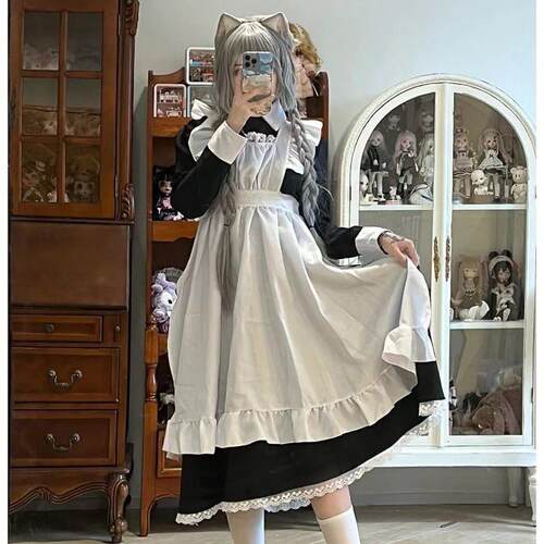 万圣节女仆装大码长款男穿女装大佬洛丽塔动漫COS女佣服Cosplay女