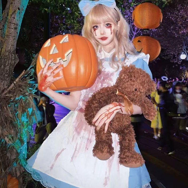 万圣节爱丽丝COS服饰 lolita可爱血腥恐怖梦游仙境公主黑化丧尸裙图片