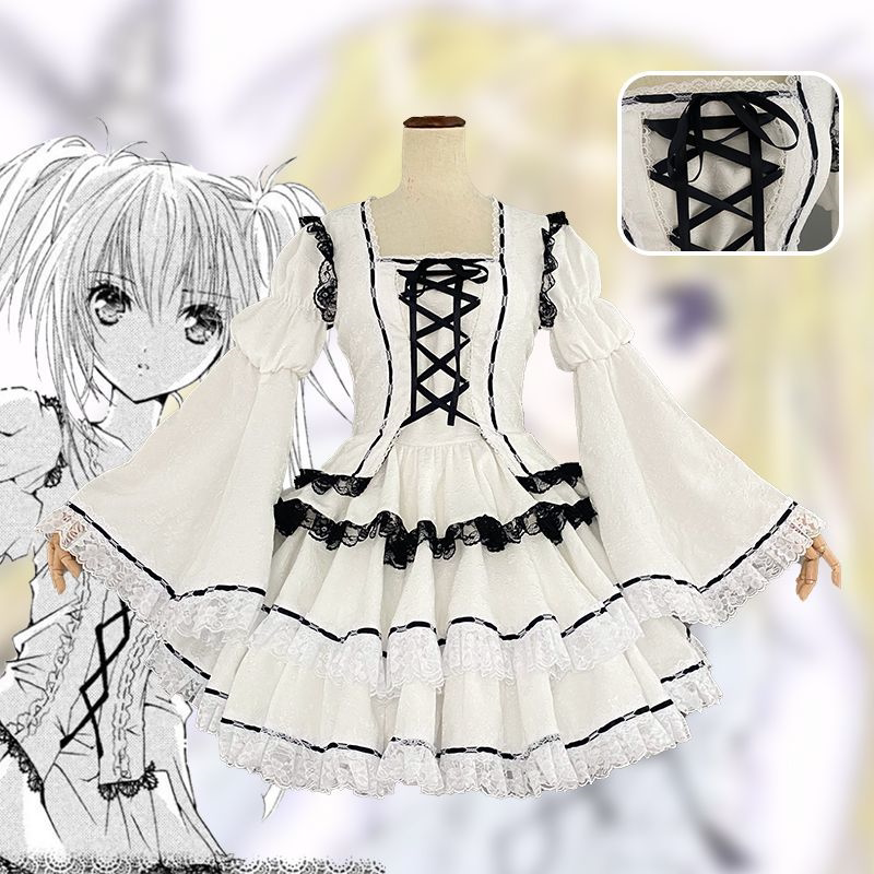 现货 守护甜心cos服 月咏歌呗白色洋装 歌呗洋装cos服cosplay全套