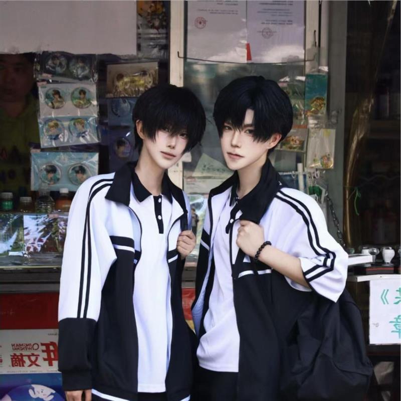 同款校服cos江添盛望三件套男女同款黑白色外套动漫cos服