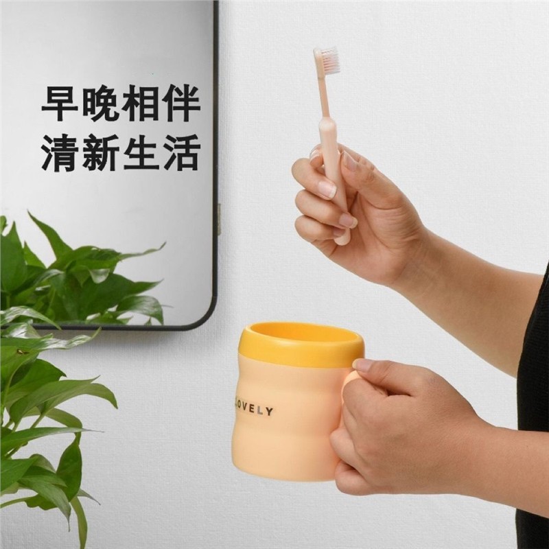 双层漱口杯加厚彷陶瓷牙刷杯家庭亲子杯情侣竹节杯刷牙杯