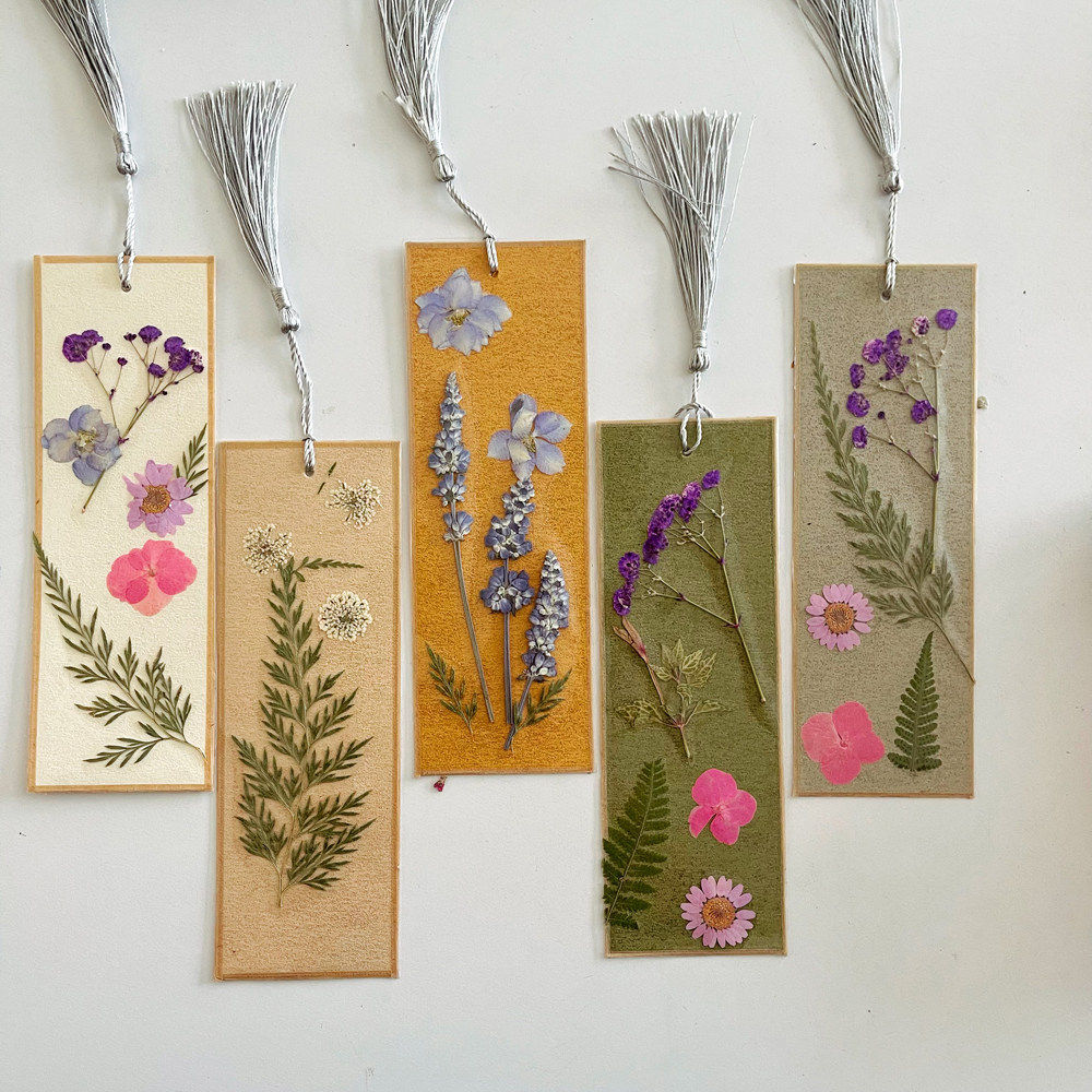 干花书签手工diy材料古风楮皮纸吊牌流苏创意材料包唯美别致压花装